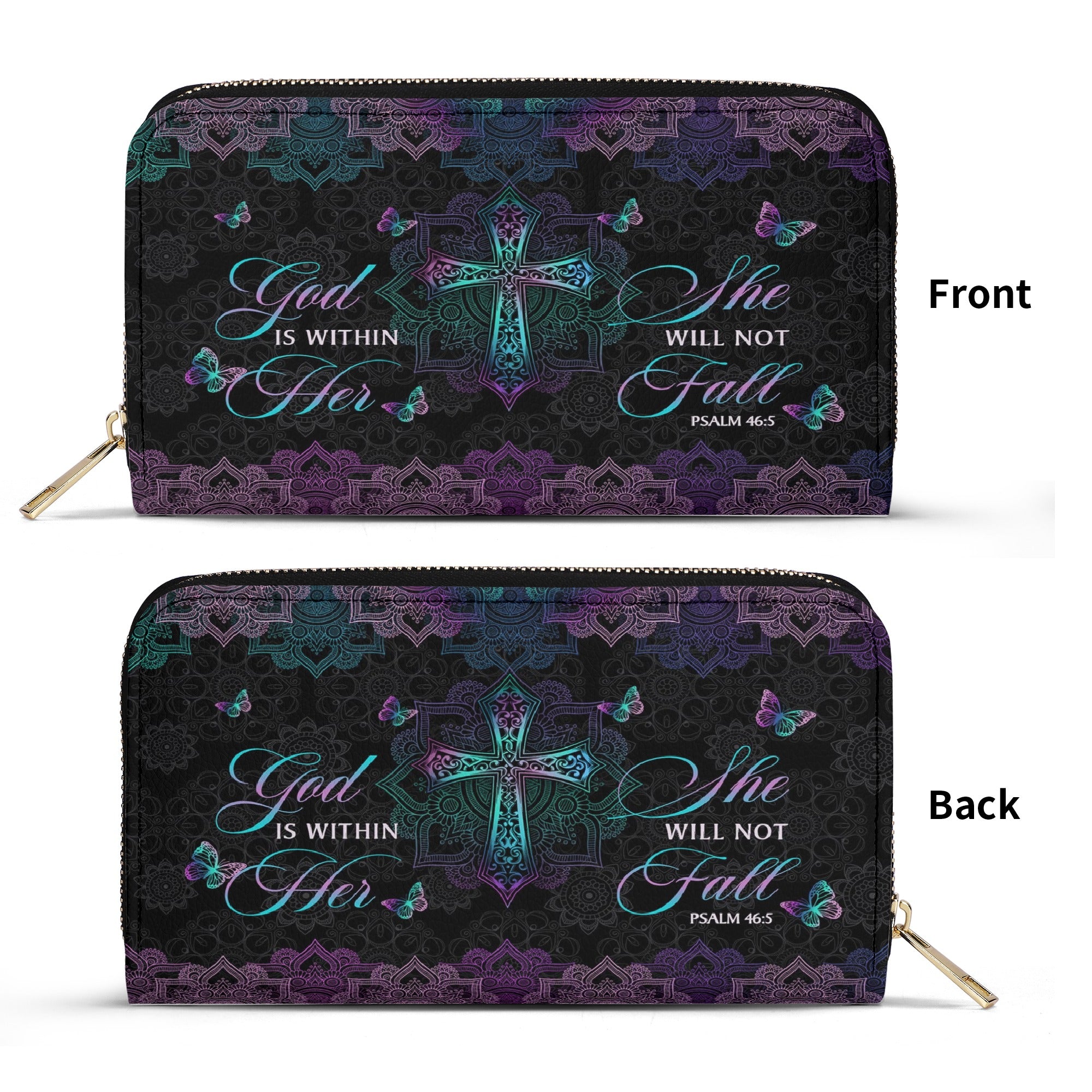 God Is Within Her She Will Not Fall Leather Bag, Personalized Leather Bag With Bible Verse. BLAF14